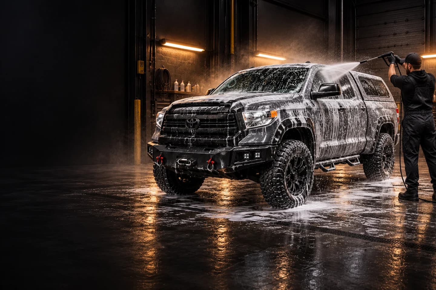 Ілюстрація миття й початкової підготовки Toyota Tundra